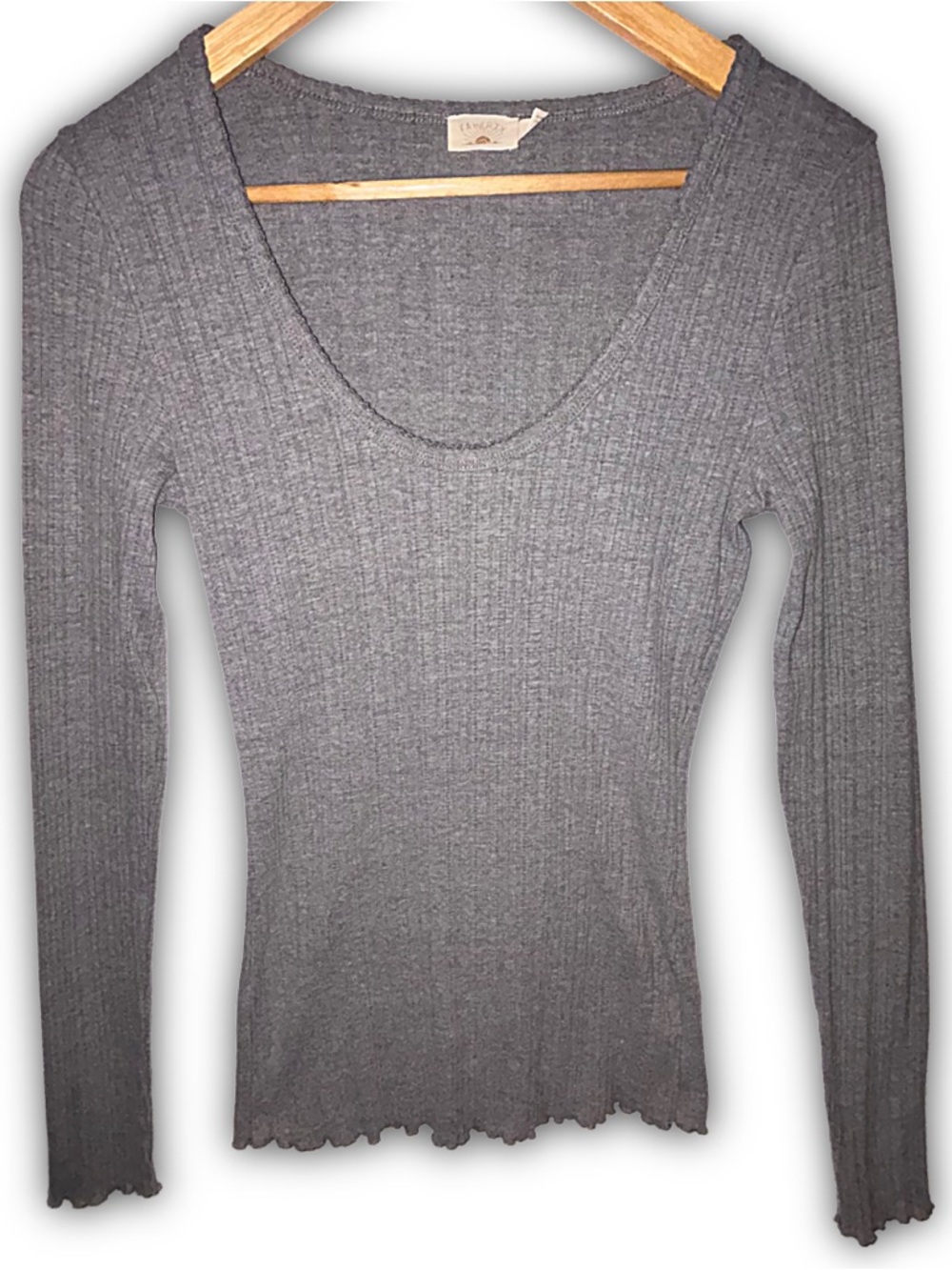 Faherty Brand Paradise Pointelle Scoop Neck in Medium Grey Heather